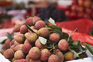 Lychees on fruit stall, Shenzhen, Guangdong Province, China Lychees on fruit stall, Shenzhen, Guangdong Province, China