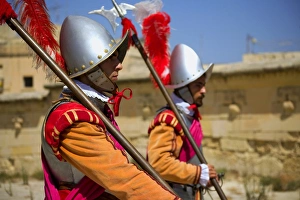 Malta, Valletta, Europe; Dressed in a knight costume parading in the streets of Valletta Malta, Valletta, Europe; Dressed in a knight costume parading in the streets of Valletta