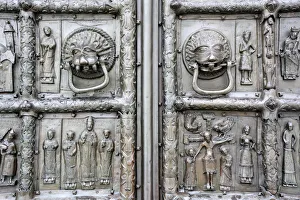 Medieval bronze doors on western portal of Saint Sophia Cathedral, Veliky Novgorod Medieval bronze doors on western portal of Saint Sophia Cathedral, Veliky Novgorod