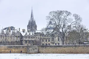 Prints of Merton College and St Marys Church, Oxford, Oxfordshire, England Oxford Prints: AWL Print of Merton College and St Mary's Church, Oxford