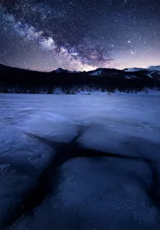 Milky way over a frozen lake (Lago Baccio) in the central Appennines, Emilia Romagna Milky way over a frozen lake (Lago Baccio) in the central Appennines, Emilia Romagna