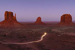The Mittens at blue hour, Monument Valley, Monument Valley Tribal Park, Arizona, USA The Mittens at blue hour, Monument Valley, Monument Valley Tribal Park, Arizona, USA