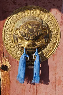Mongolia, Ovorkhangai, Kharkhorin. Erdene Zuu Monastery, Door detail Mongolia, Ovorkhangai, Kharkhorin. Erdene Zuu Monastery, Door detail