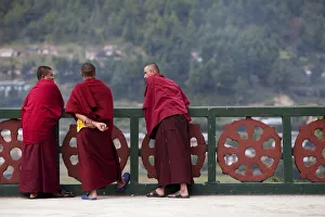 Monks at the Kharchhu Monastery near Chamkar Bhutan Monks at the Kharchhu Monastery near Chamkar Bhutan