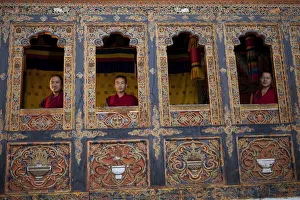 Monks at the Tango monastery near Thimpu Bhutan Monks at the Tango monastery near Thimpu Bhutan