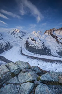 Swiss Alps Mountains Prints: Monte Rosa range & Gornergletscher, Zermatt, Valais, Switzerland