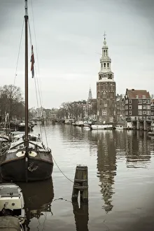 Montelbaanstoren tower, Oudeschans canal, Amsterdam, Holland Montelbaanstoren tower, Oudeschans canal, Amsterdam, Holland