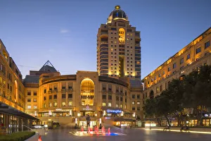 Nelson Mandela Square and Michelangelo Towers at dusk, Sandton, Johannesburg, Gauteng Nelson Mandela Square and Michelangelo Towers at dusk, Sandton, Johannesburg, Gauteng