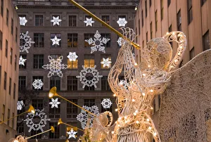 New York City Manhattan Rockefeller Center Christmas decorations and Saks Department New York City Manhattan Rockefeller Center Christmas decorations and Saks Department