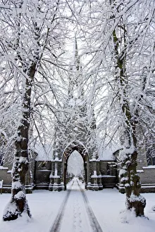 Newark, UK. The victorian gothic lychgate at Newark cemetery Newark, UK. The victorian gothic lychgate at Newark cemetery
