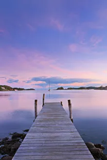 Norway, Oslo, Oslo Fjord, jetty over lake at dusk Norway, Oslo, Oslo Fjord, jetty over lake at dusk
