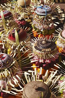 Offerings of fruit at temple ceremony, Bali, Indonesia Offerings of fruit at temple ceremony, Bali, Indonesia
