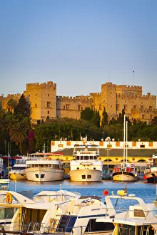 Palace of the Grand Masters & Mandraki Harbour, Rhodes Town, Rhodes, Greece Palace of the Grand Masters & Mandraki Harbour, Rhodes Town, Rhodes, Greece