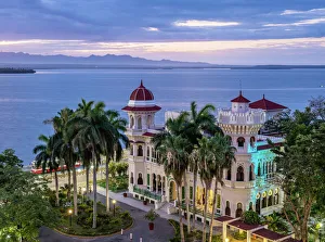 Atlantic Ocean Coastline Photos Prints: Palacio de Valle at dawn, elevated view, Cienfuegos, Cienfuegos Province, Cuba