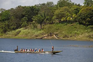 Panama, Chagres River, Tourists in dug out canoe Panama, Chagres River, Tourists in dug out canoe