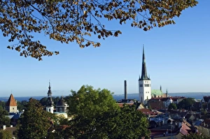 Panoramic City View of the City Wall Towers and St Olav Church Panoramic City View of the City Wall Towers and St Olav Church
