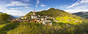 a panoramic view of the little alpine village of Teis (Tiso) in VillnAA¶ss a panoramic view of the little alpine village of Teis (Tiso) in VillnAA¶ss