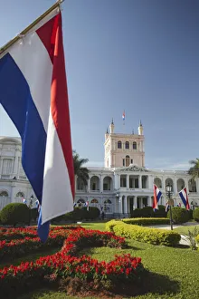 Paraguayan flags in front of Palacio de Gobierno (Government Palace), Asuncion, Paraguay Paraguayan flags in front of Palacio de Gobierno (Government Palace), Asuncion, Paraguay