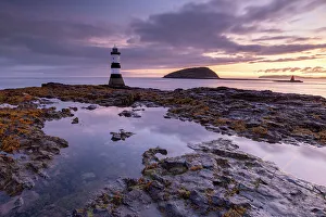 Prints of Penmon Point Lighthouse at dawn, Anglesey, North Wales, UK. Autumn (September) 2017 Anglesey Prints: Penmon Point Lighthouse Print, Anglesey, North Wales