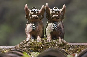 Peru, Clay bulls are common rooftop ornaments throughout Peru. Said to bring good luck Peru, Clay bulls are common rooftop ornaments throughout Peru. Said to bring good luck