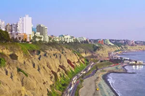 Images Dated 8th July 2014: Peru, Lima, Pacific Cliffs, Costa Verde, Miraflores District, Pan-American Highway