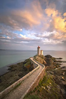 Petit Minou lighthouse at sunset, Plouzane village, Brest district, Finistere Petit Minou lighthouse at sunset, Plouzane village, Brest district, Finistere
