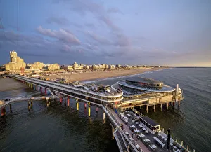 The Hague Pier Prints: Pier in Scheveningen, elevated view, The Hague, South Holland, The Netherlands
