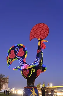 Prints of Pop Galo by artist Joana Vasconcelos (2016), inspired in the traditional Barcelos Rooster. Alcantara, Lisbon. Portugal Pop Art Prints: Pop Galo Print, Alcantara, Lisbon