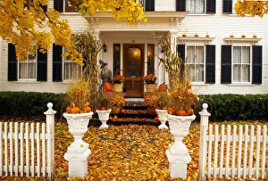 Porch in Autumn, Woodstock, Vermont, USA Porch in Autumn, Woodstock, Vermont, USA