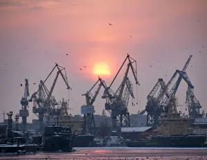 Port on the Neva River, Saint Petersburg, Russia Port on the Neva River, Saint Petersburg, Russia