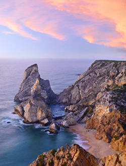 Portugal, Estramadura, Ursa , seascape at dusk Portugal, Estramadura, Ursa , seascape at dusk