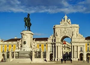 Images Dated 7th November 2016: Portugal, Lisbon, Commerce Square, View of the Statue of King Jose I by Machado de Castro