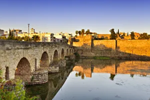 The Puente Romano (Roman Bridge) over the Guadiana river, dating back to the 1st