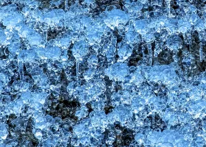 European Ice Formations Prints: Ice pattern on cliffs at Periknik Waterfall, Triglav National Park, Slovenia