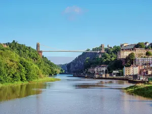 Bristol Cityscape Photography Prints: View over River Avon towards Clifton Suspension Bridge, Bristol, England, United Kingdom