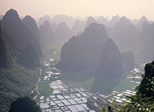 Guangxi Province Landscape Prints: Rice fields