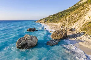 Rocks on Megali Petra beach, Lefkada, Ionian Islands region, Greece Rocks on Megali Petra beach, Lefkada, Ionian Islands region, Greece