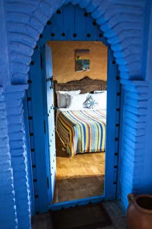 Room in a traditional hotel, Chefchaouen, Morocco Room in a traditional hotel, Chefchaouen, Morocco