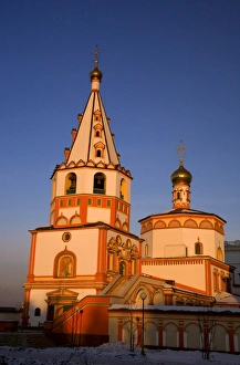 Russia, Siberia, Irkutsk; Bell towers on one of the main Cathedrals at Irkutsk Russia, Siberia, Irkutsk; Bell towers on one of the main Cathedrals at Irkutsk