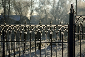 Russia; Siberia; Irkutsk; Frost on an iron gate early morning Russia; Siberia; Irkutsk; Frost on an iron gate early morning