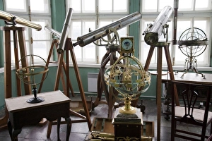 Russia, St Petersburg. Instruments of astronomy, in the observatory of the Kunstkamera Museum Russia, St Petersburg. Instruments of astronomy, in the observatory of the Kunstkamera Museum