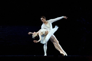 Russia; St. Petersburg; Prince Sigfried dancing with the Swan in the performance of Tchaikovsky's Russia; St. Petersburg; Prince Sigfried dancing with the Swan in the performance of Tchaikovsky's