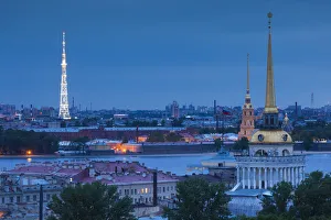 Russia, St. Petersburg, Television Tower, Peter and Paul Fortress, and the Admiralty Russia, St. Petersburg, Television Tower, Peter and Paul Fortress, and the Admiralty