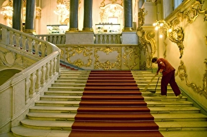 Russia, St. Petersburg; A worker inside the state Hermitage Museum Russia, St. Petersburg; A worker inside the state Hermitage Museum