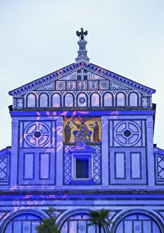 Images Dated 18th July 2018: San Miniato al Monte Church painted with ligh for special church celebration, Florence