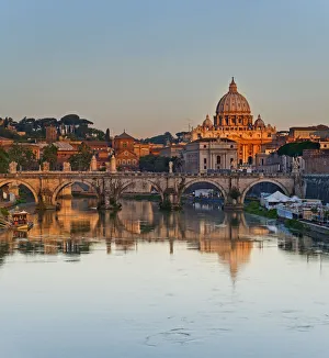 San Peters Basilica and Tiber River, Lazio, Italy San Peters Basilica and Tiber River, Lazio, Italy