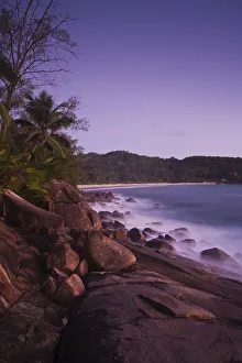 Seychelles, Mahe Island, Anse Takamaka beach, dusk Seychelles, Mahe Island, Anse Takamaka beach, dusk