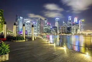 Singapore, Marina Bay, Water and lights show, City Skyline at night Singapore, Marina Bay, Water and lights show, City Skyline at night