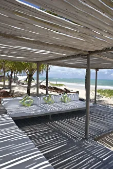 South America, Brazil, Bahia, Trancoso, Beach pavillion at the Villas de Trancoso South America, Brazil, Bahia, Trancoso, Beach pavillion at the Villas de Trancoso