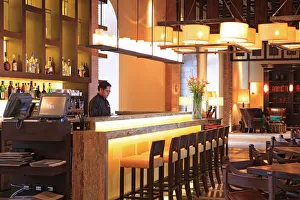 South America, Peru, Cusco, Marriott hotel, a waiter at the colonial era bar of the South America, Peru, Cusco, Marriott hotel, a waiter at the colonial era bar of the